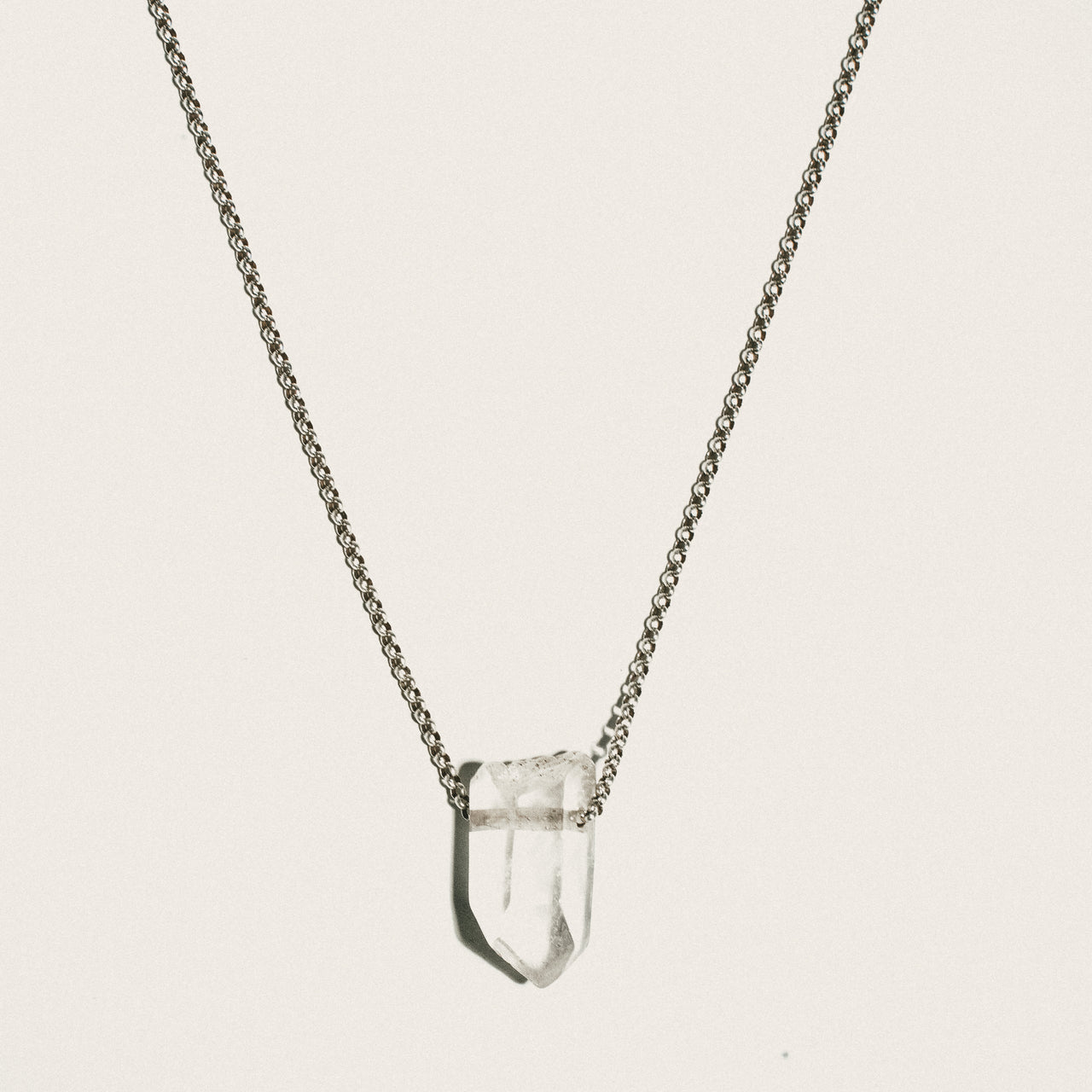 PURE ROCK CRYSTAL WITH SILVER  NECKLACE